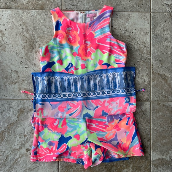 Lilly Pulitzer Donna Romper Dress in Beautiful Beach (Pink/Blue), size 4 - Picture 9 of 13